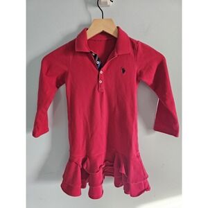 POLO RALPH‎ LAUREN GIRLS HOLIDAY DRESS SZ 5 RED WITH RUFFLED HEM